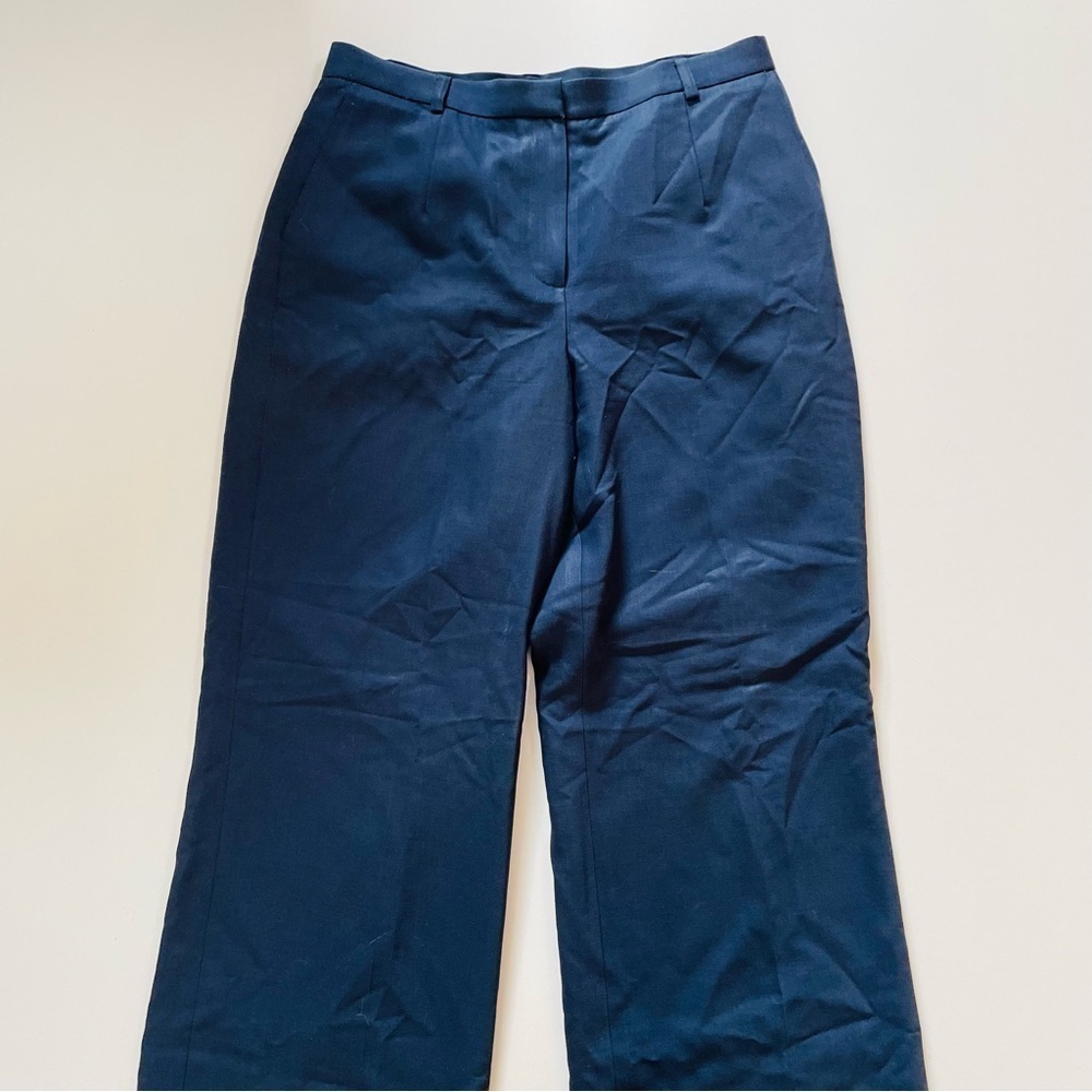 Vintage Talbots Pant Trouser HIgh Rise Wool Lined Navy Blue Black Pleated Classi - Picture 2 of 11